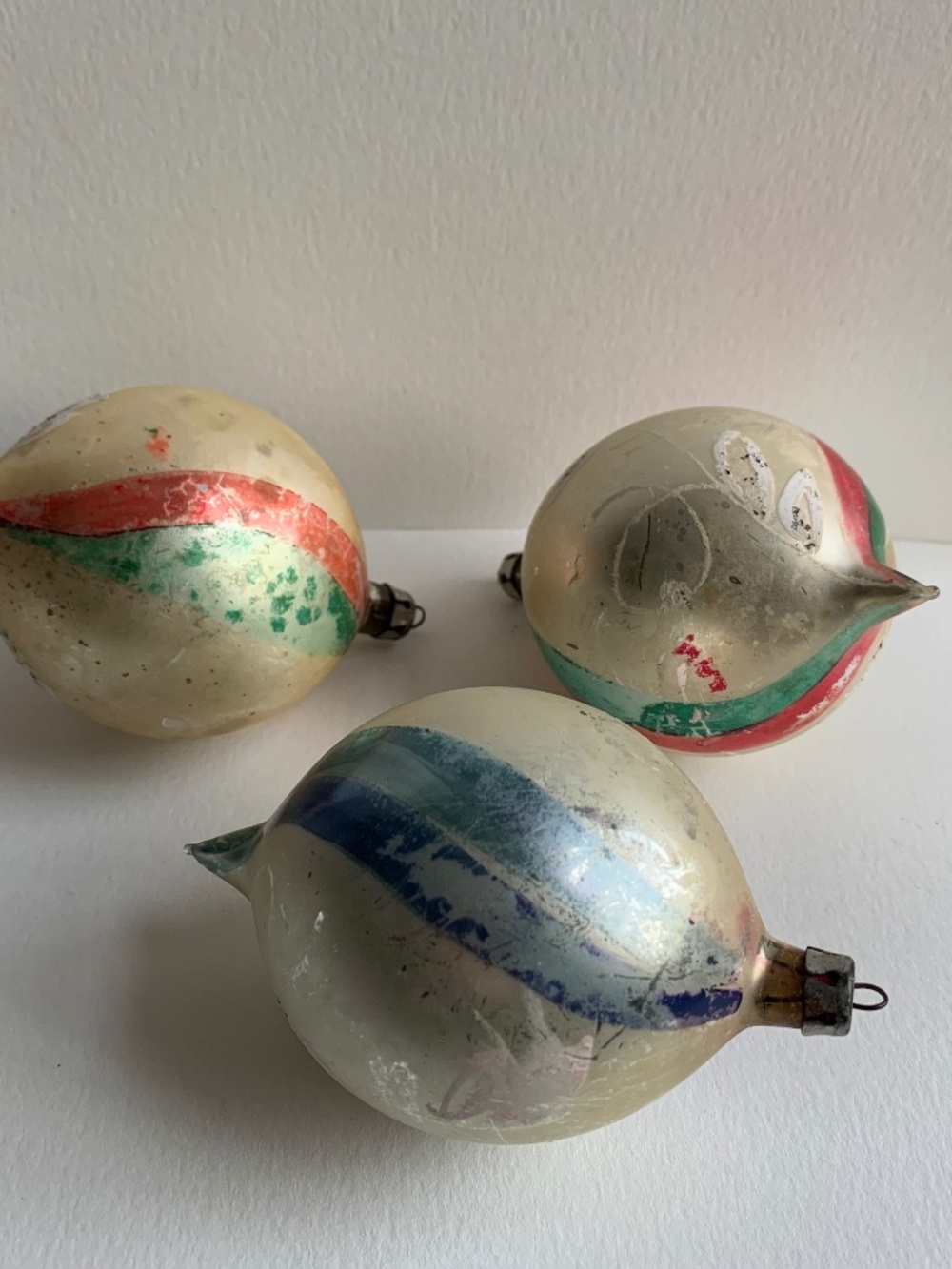 Three Vintage Hand Blown Christmas Ornaments MCM Poland